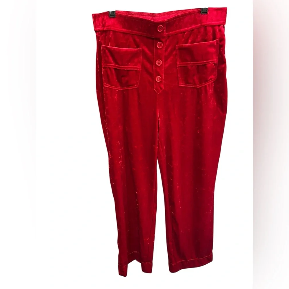 NWT Halara Red Velvet High Waisted Straight Wide Leg Pant - Large - Picture 4 of 11